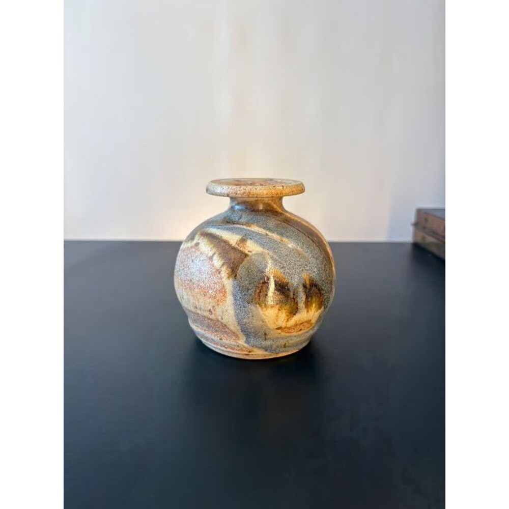 Studio Pottery Lidded Jar Bird Finial Signed Praise God Wood Fired Stoneware